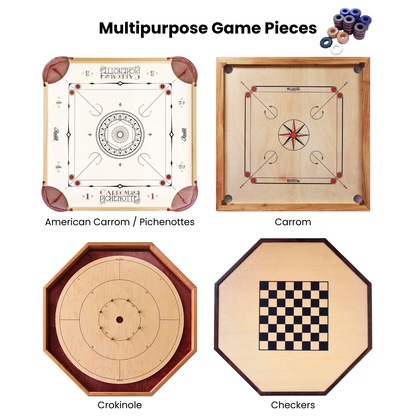 32 Purple and Walnut Carrom / Pichenotte Rings - (Purple / Walnut / Natural / Black / White) - Anneaux De Pichenottes - Game Accessories / Accessoires De Jeu - Carrom Canada