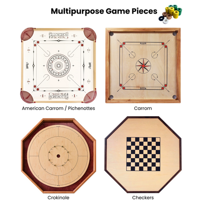 32 Green and Yellow Carrom / Pichenotte Rings - (Green / Yellow / Natural / Black / White) - Anneaux De Pichenottes - Game Accessories / Accessoires De Jeu - Carrom Canada