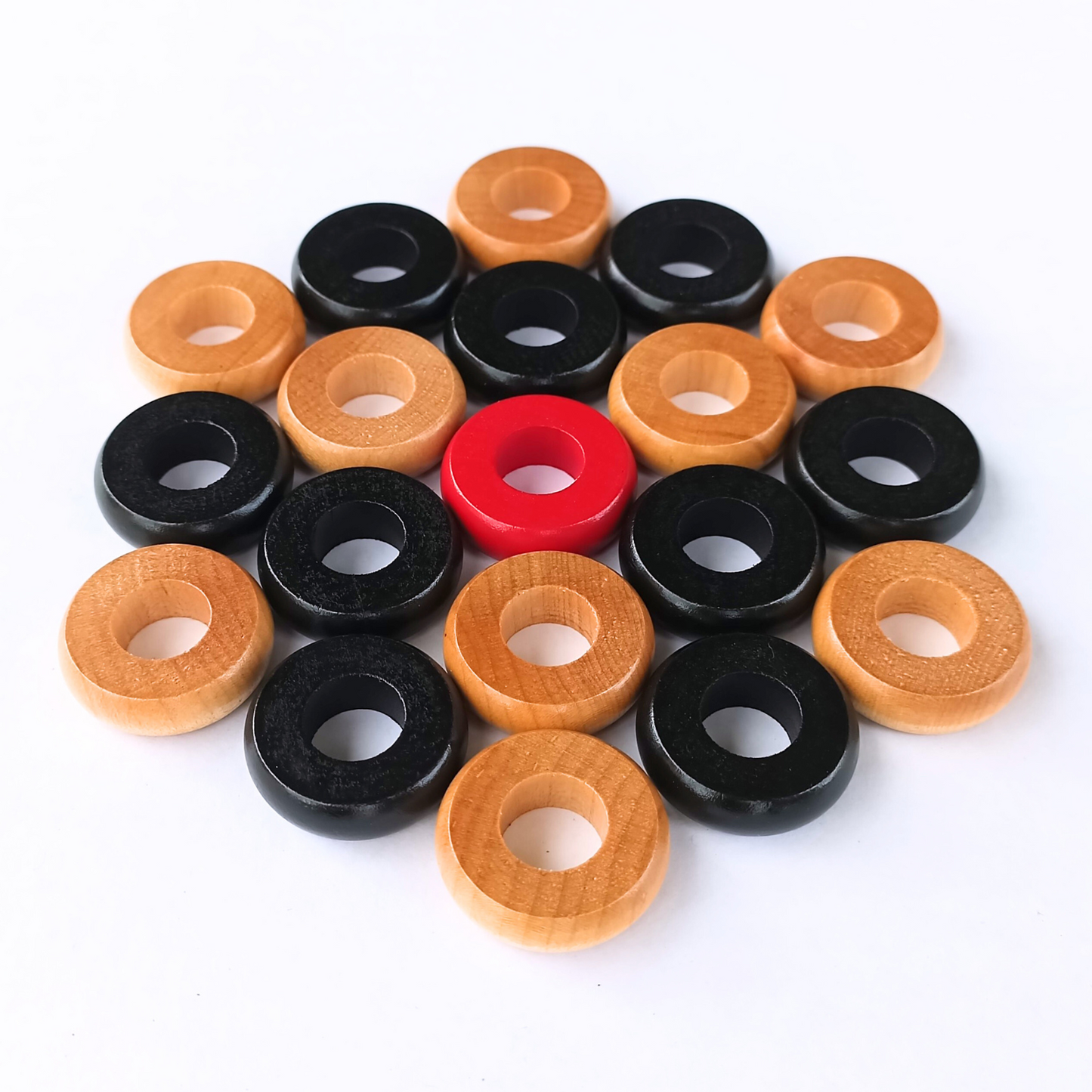 30 Traditional Carrom Board Game Coins (13 Black Coins / 13 Natural Coins / 2 Red Queens / 2 White Strikers) - Carrom Canada