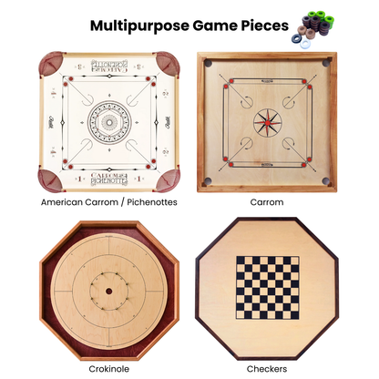 32 Lime Green and Walnut Carrom / Pichenotte Rings - (Lime Green / Walnut / Natural / Black / White) - Anneaux De Pichenottes - Game Accessories / Accessoires De Jeu - Carrom Canada
