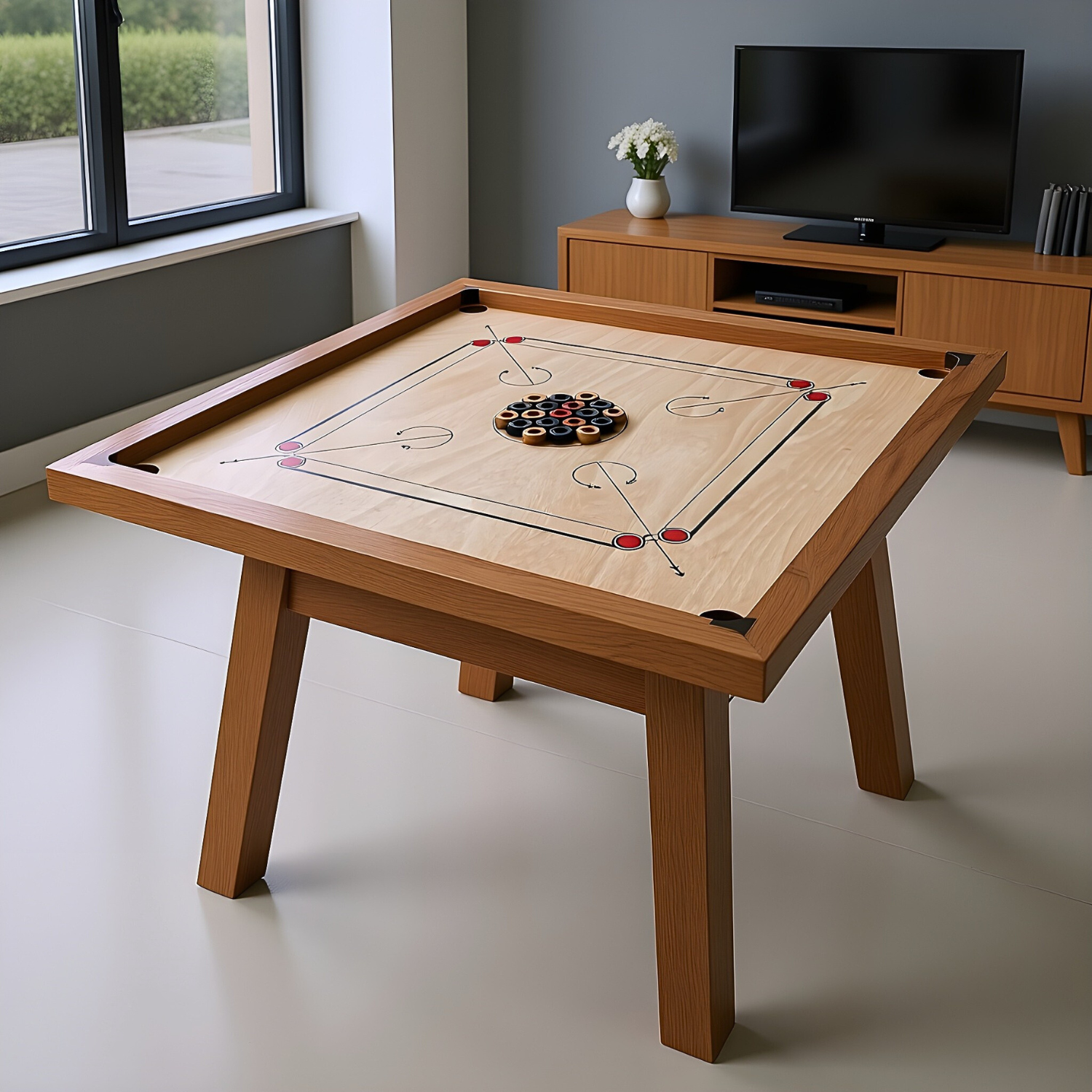 30 Traditional Carrom Board Game Coins (13 Black Coins / 13 Natural Coins / 2 Red Queens / 2 White Strikers) - Carrom Canada