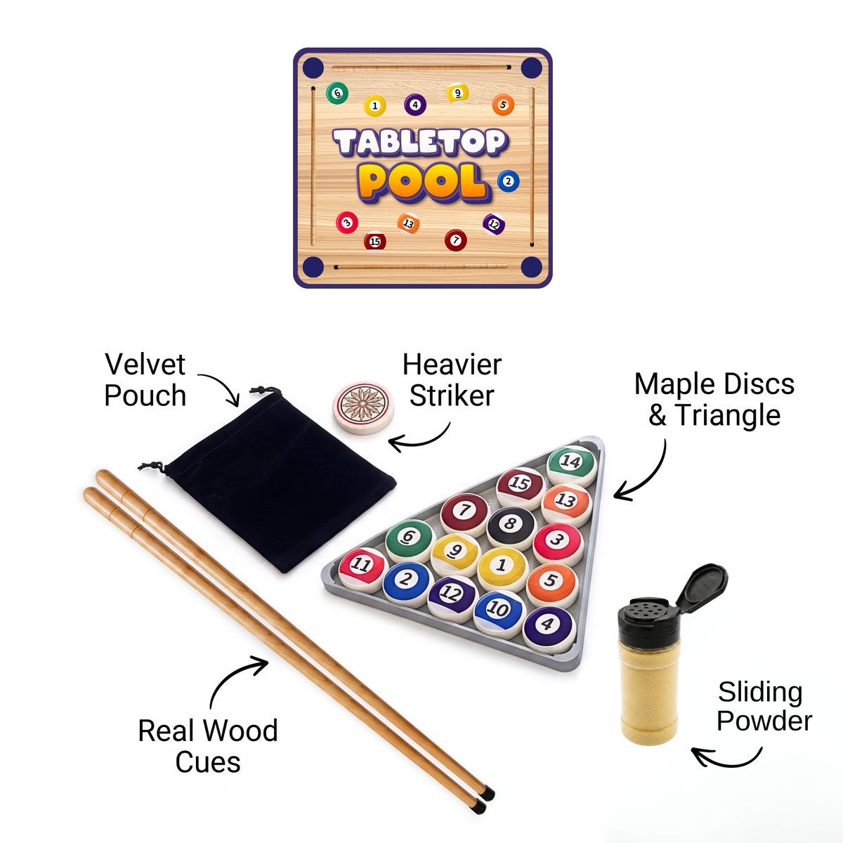Table Top Pool Game Add-on to Carrom Board (No Game Board Included) - Carrom Canada