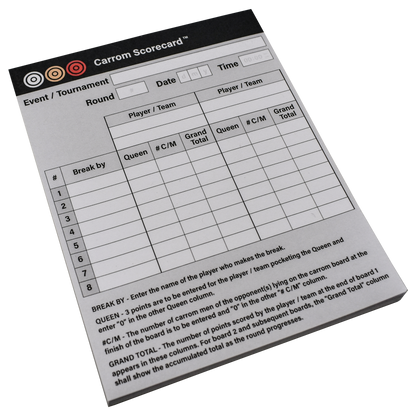 Tournament Carrom Scorecards for Tournament and Home Play - Carrom Canada
